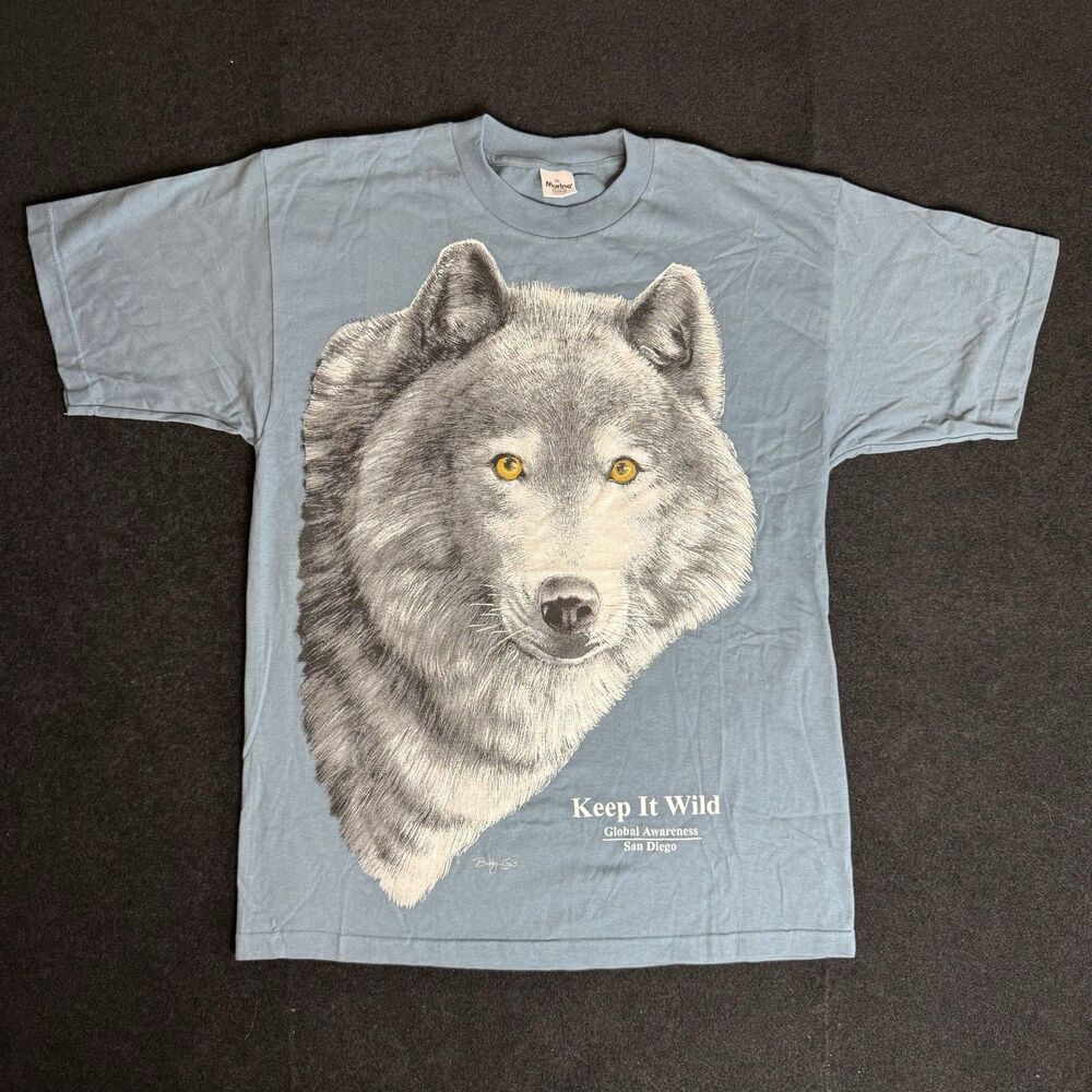 Vintage 1997 Bobby G’s Keep It Wild Wolf T-Shirt XL Murina USA San Diego
